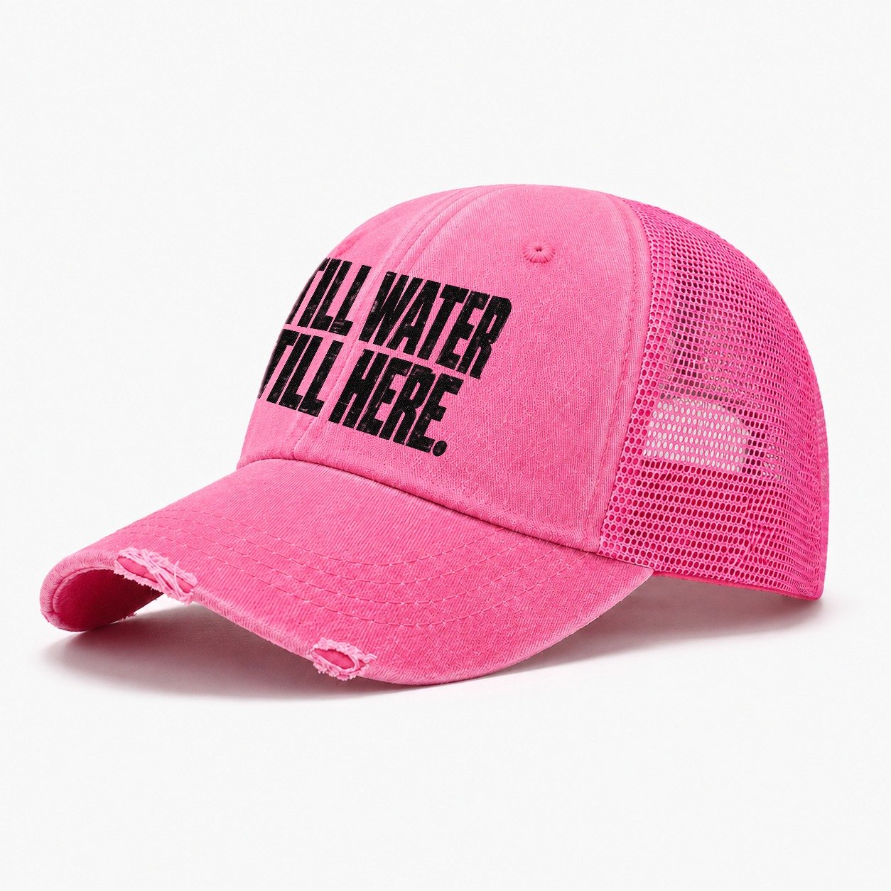 Still Water Still Here Fishing Club Washed Trucker Hat – Rose