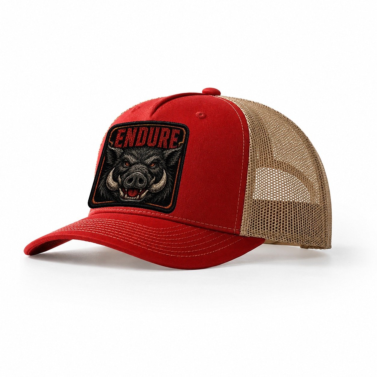 Boar Endure Badge Trucker Hat – Red Khaki