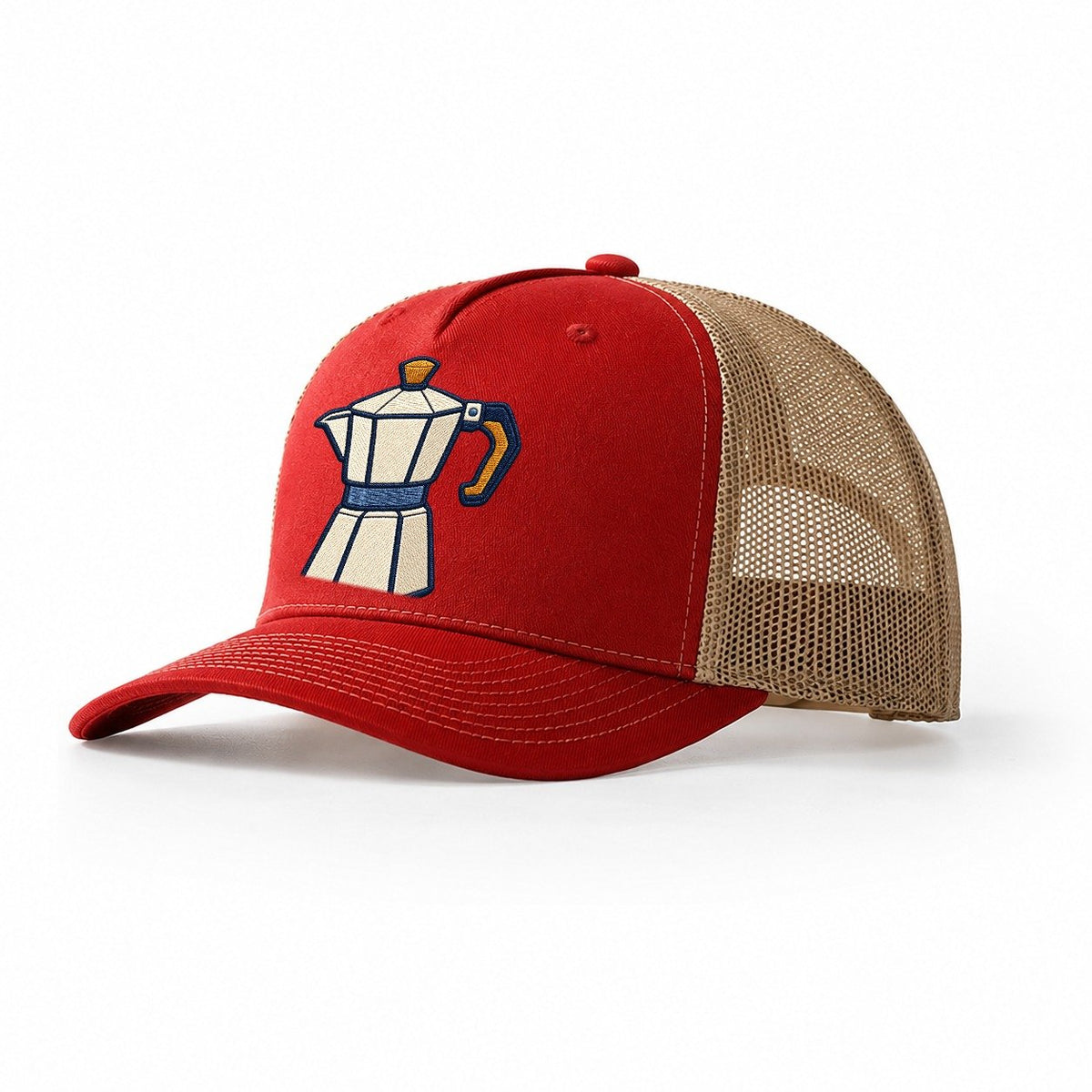 Moka Coffee Pot Tiny Solo Marks Trucker Hat – Red Khaki