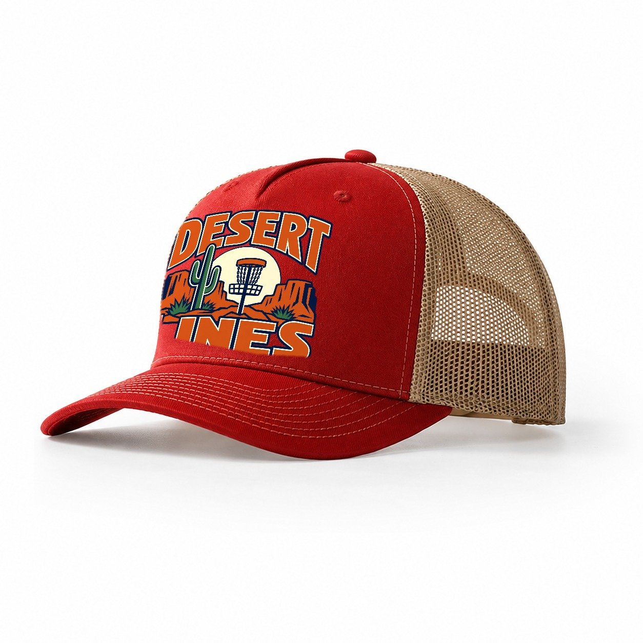 Desert Lines Disc Golf Trucker Hat – Red Khaki