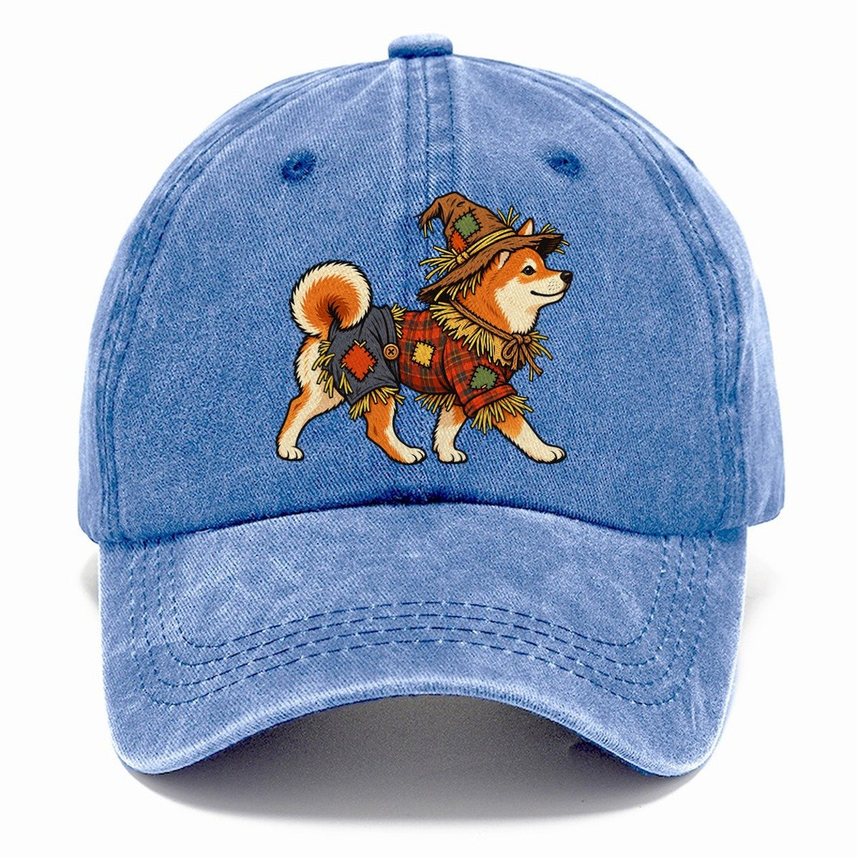 One Shiba Inu In Halloween Costume Scarecrow Costume With Straw Patches And A Plaid Shirt Halloween Dog Parade Classic Cap – Summer Sky