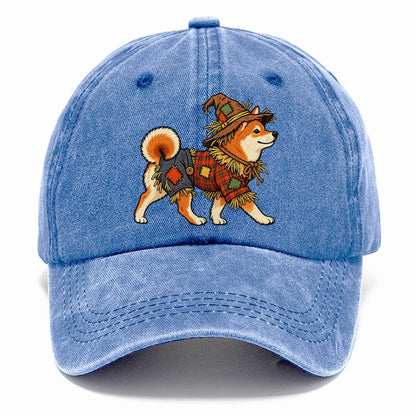 One Shiba Inu In Halloween Costume Scarecrow Costume With Straw Patches And A Plaid Shirt Halloween Dog Parade Classic Cap – Summer Sky
