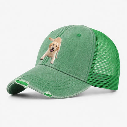 Labrador Retriever Play Bow Top Breeds Washed Trucker Hat – Ink Green