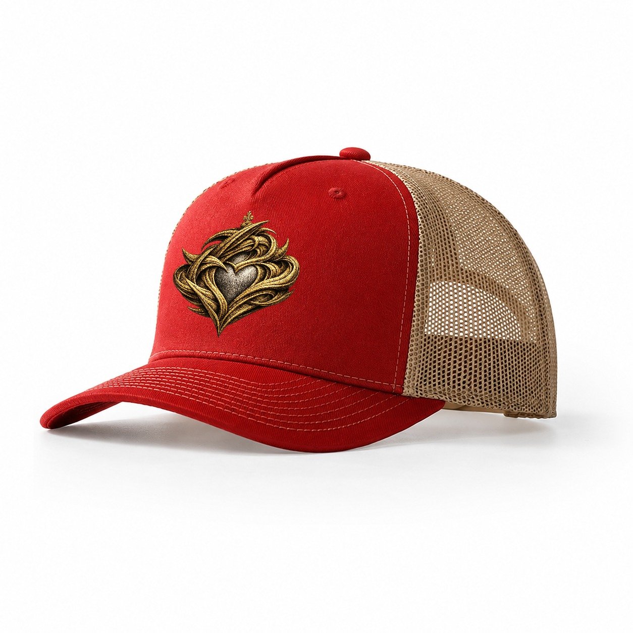 Claddagh Symbol Trucker Hat – Red Khaki