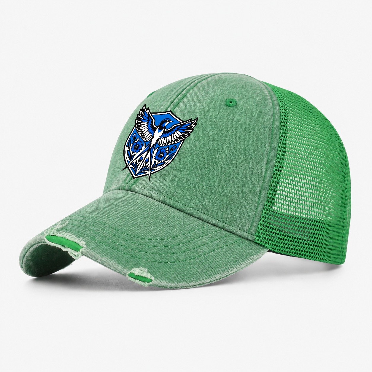 Estonia Minimal Emblem Country Logos Washed Trucker Hat – Ink Green