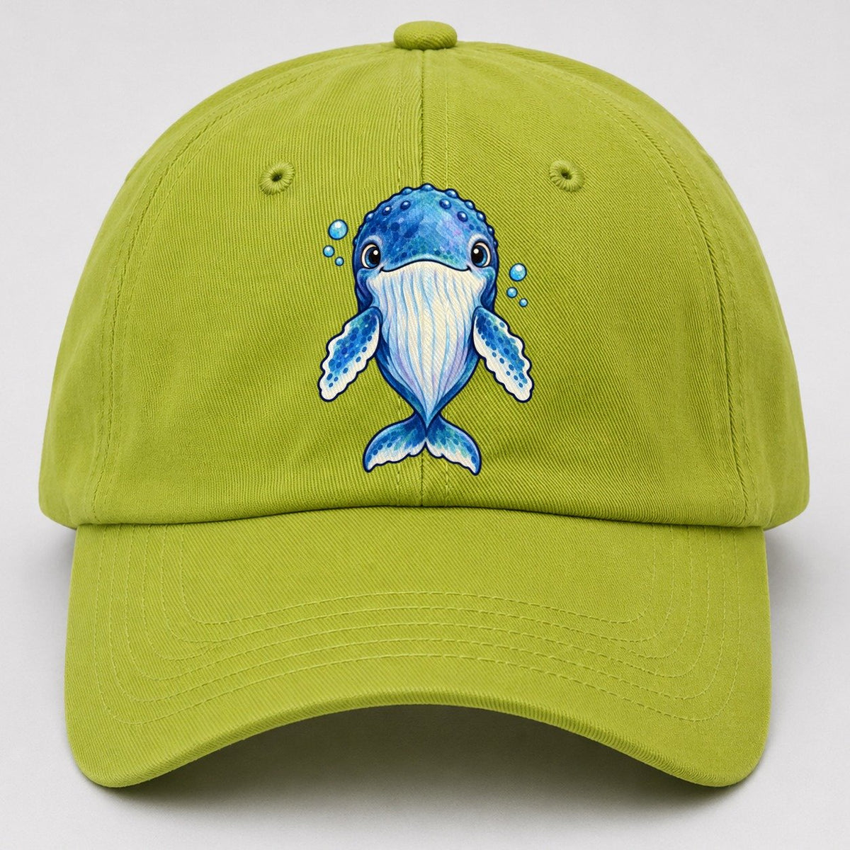 Humpback Whale Front Float Sea Sprite Baseball Cap – Fluorescent Green