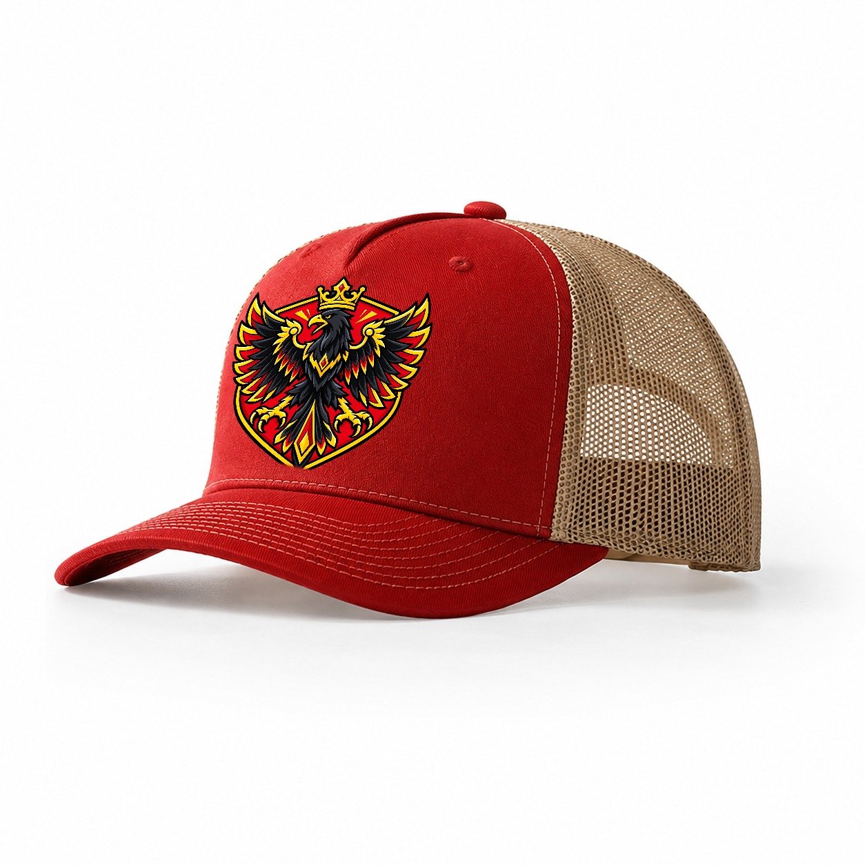 Germany Minimal Emblem Country Logos Trucker Hat – Red Khaki