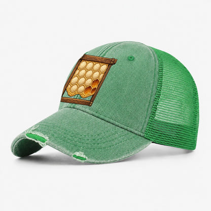 Capped Honey Frame Beekeeping Washed Trucker Hat – Ink Green