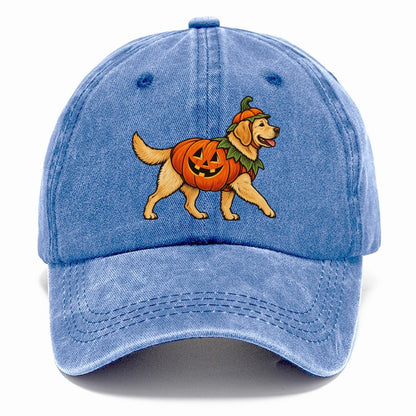 One Labrador Retriever In Halloween Costume Jack O Lantern Pumpkin Costume With Carved Smile Halloween Dog Parade Classic Cap – Summer Sky