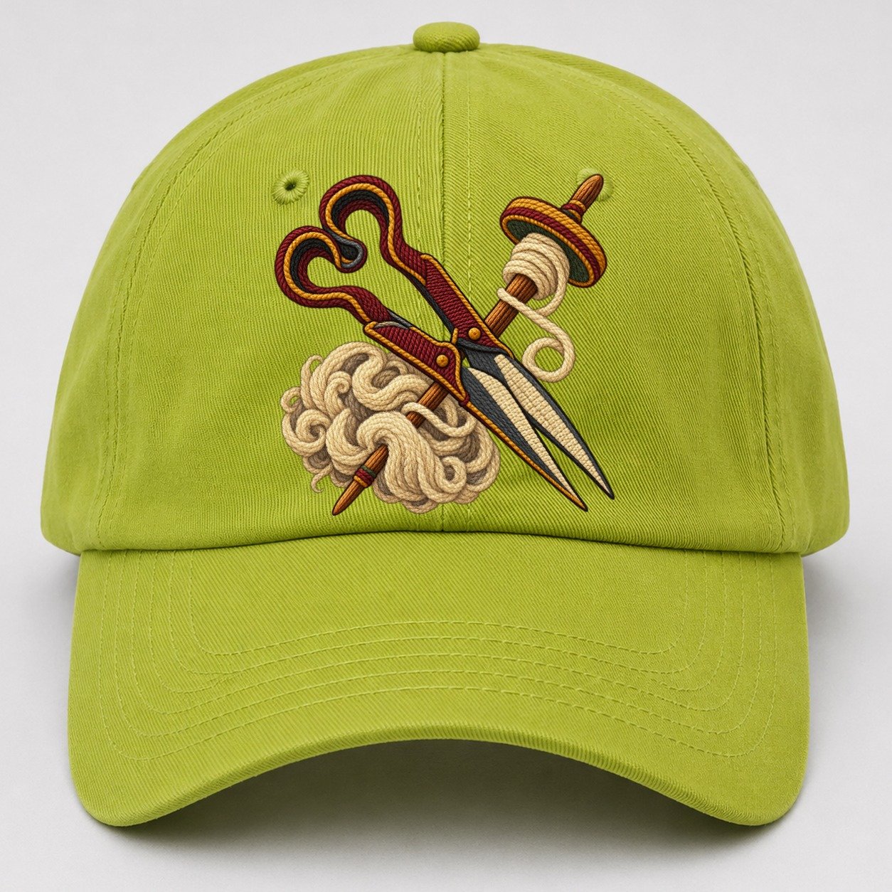 Welsh Wool Shears Spindle And Fleece Uk Culture Heritage Baseball Cap – Fluorescent Green
