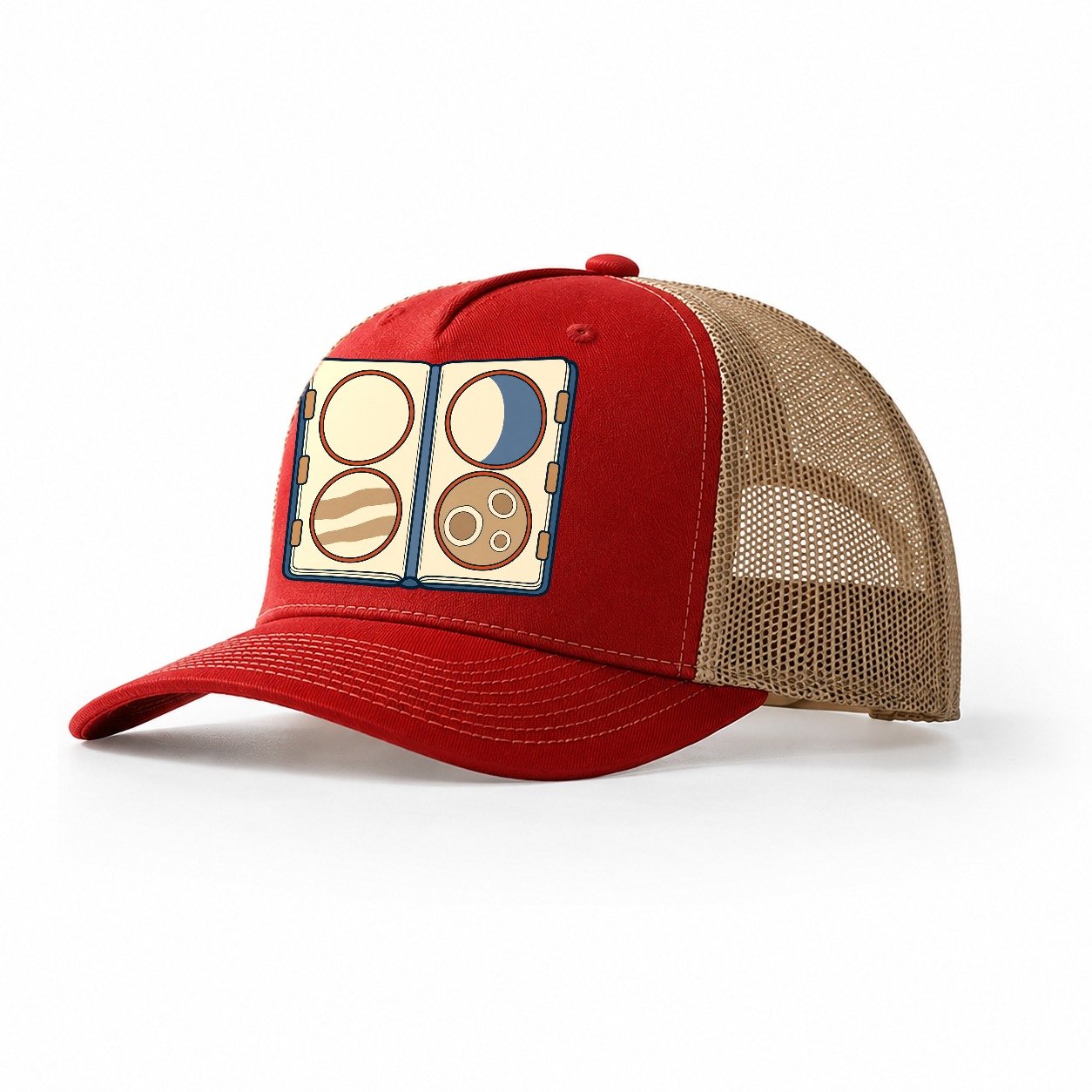 The Observation Journal Astronomy And Stargazing Trucker Hat – Red Khaki
