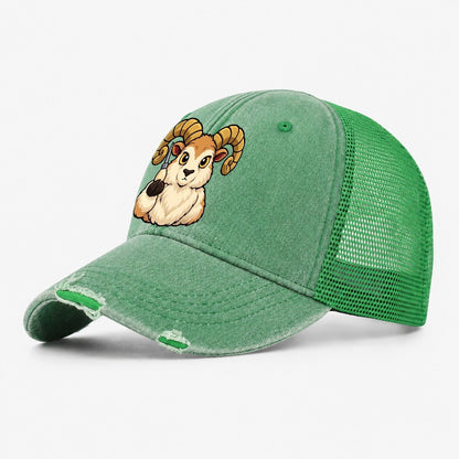 Ram With An Awl Leathercraft Washed Trucker Hat – Ink Green