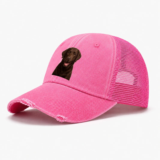 Labrador Friendly Family Washed Trucker Hat – Rose