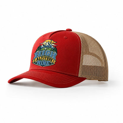 High Altitude Nine Golf Life Trucker Hat – Red Khaki