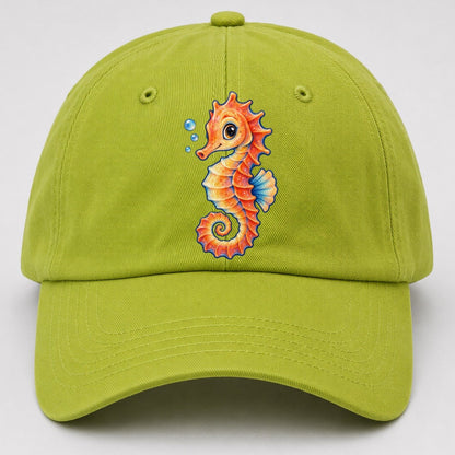 Seahorse Tail Spiral Sea Sprite Baseball Cap – Fluorescent Green