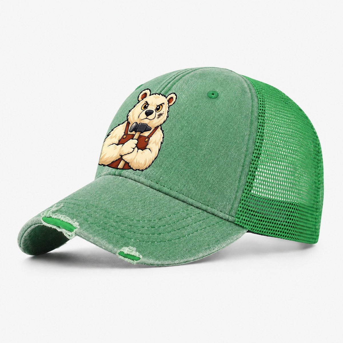 Forge Bear Blacksmithing Washed Trucker Hat – Ink Green