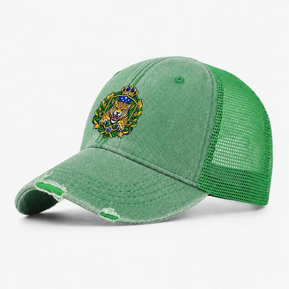 Brazil Heraldic Crest Country Logos Washed Trucker Hat – Ink Green