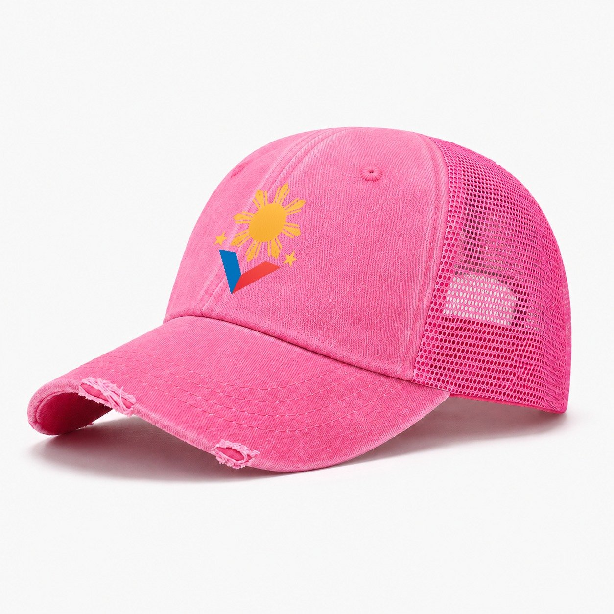 Philippines Sun Emblem Washed Trucker Hat – Rose