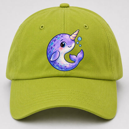 Narwhal Crescent Curl Sea Sprite Baseball Cap – Fluorescent Green
