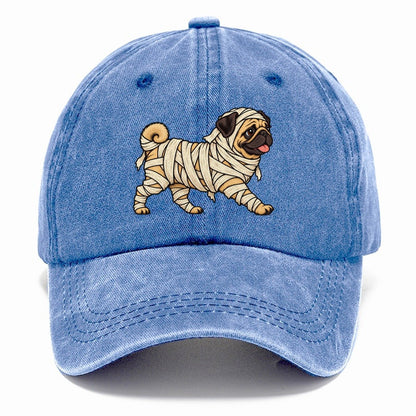 One Pug In Halloween Costume Mummy Wrapped In Bandages Halloween Dog Parade Classic Cap – Summer Sky