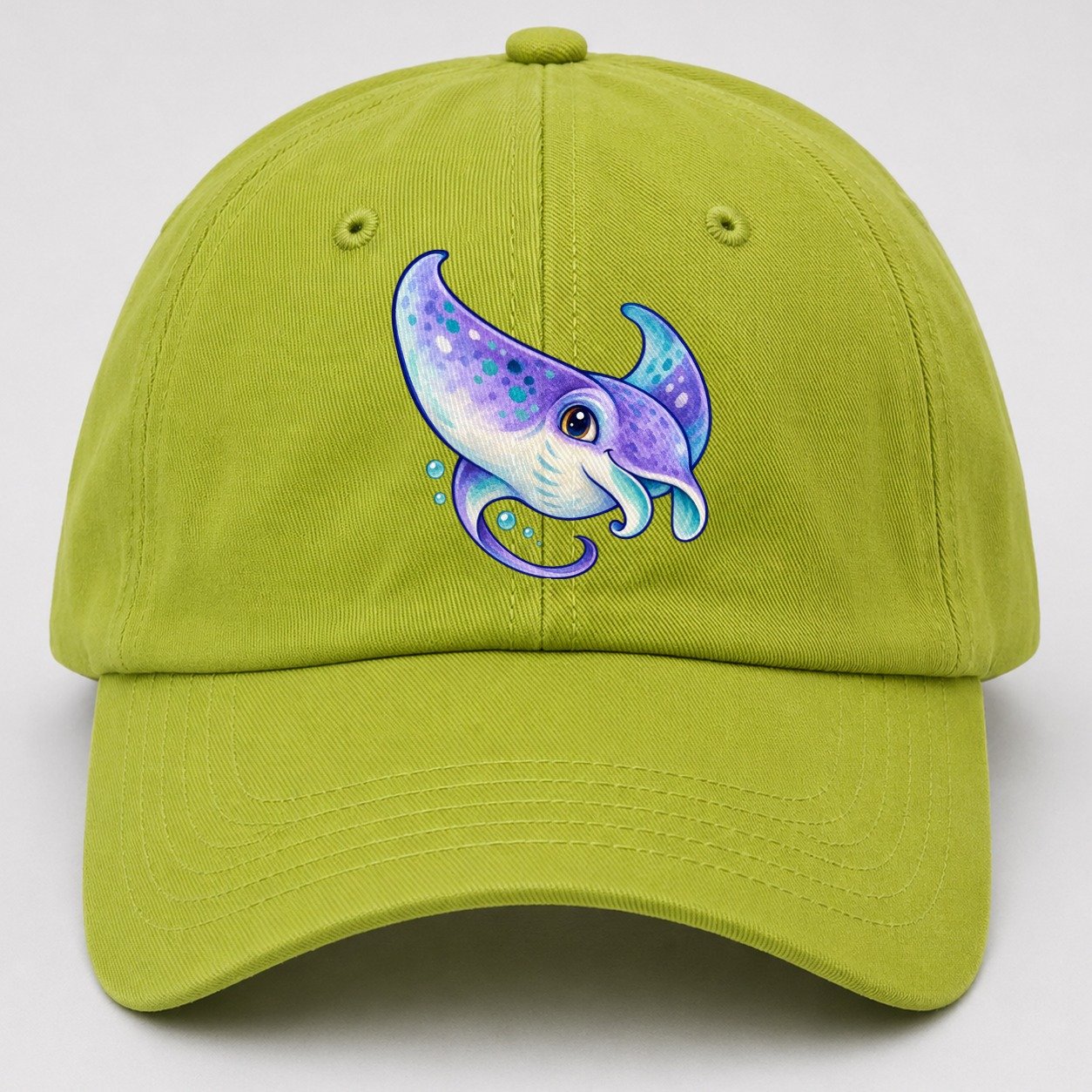 Manta Ray Barrel Turn Sea Sprite Baseball Cap – Fluorescent Green