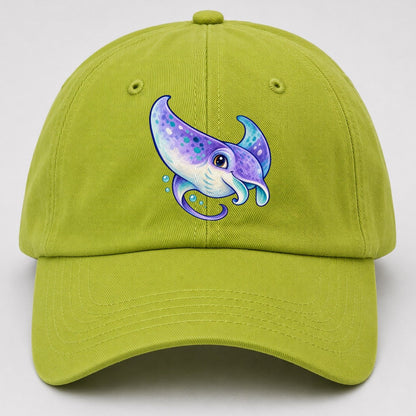 Manta Ray Barrel Turn Sea Sprite Baseball Cap – Fluorescent Green