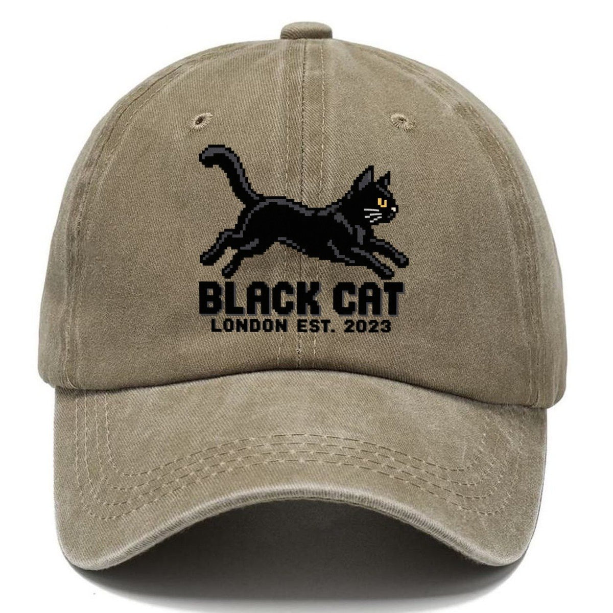 Black Cat London Pixel Art Classic Cap – Warm Sand