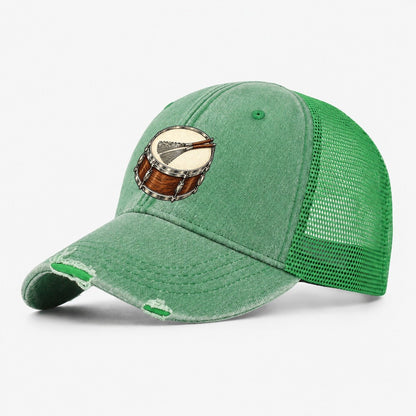 Snare With Resting Brushes Pastimes Companions Washed Trucker Hat – Ink Green
