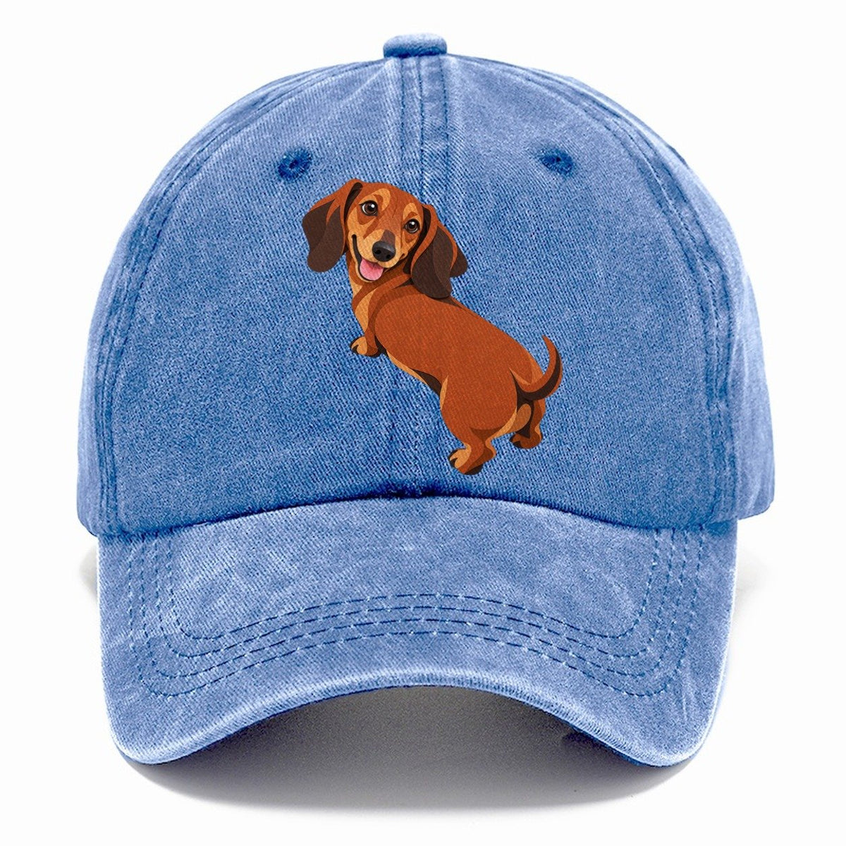 Happy Dachshund Looking Back Classic Cap – Summer Sky