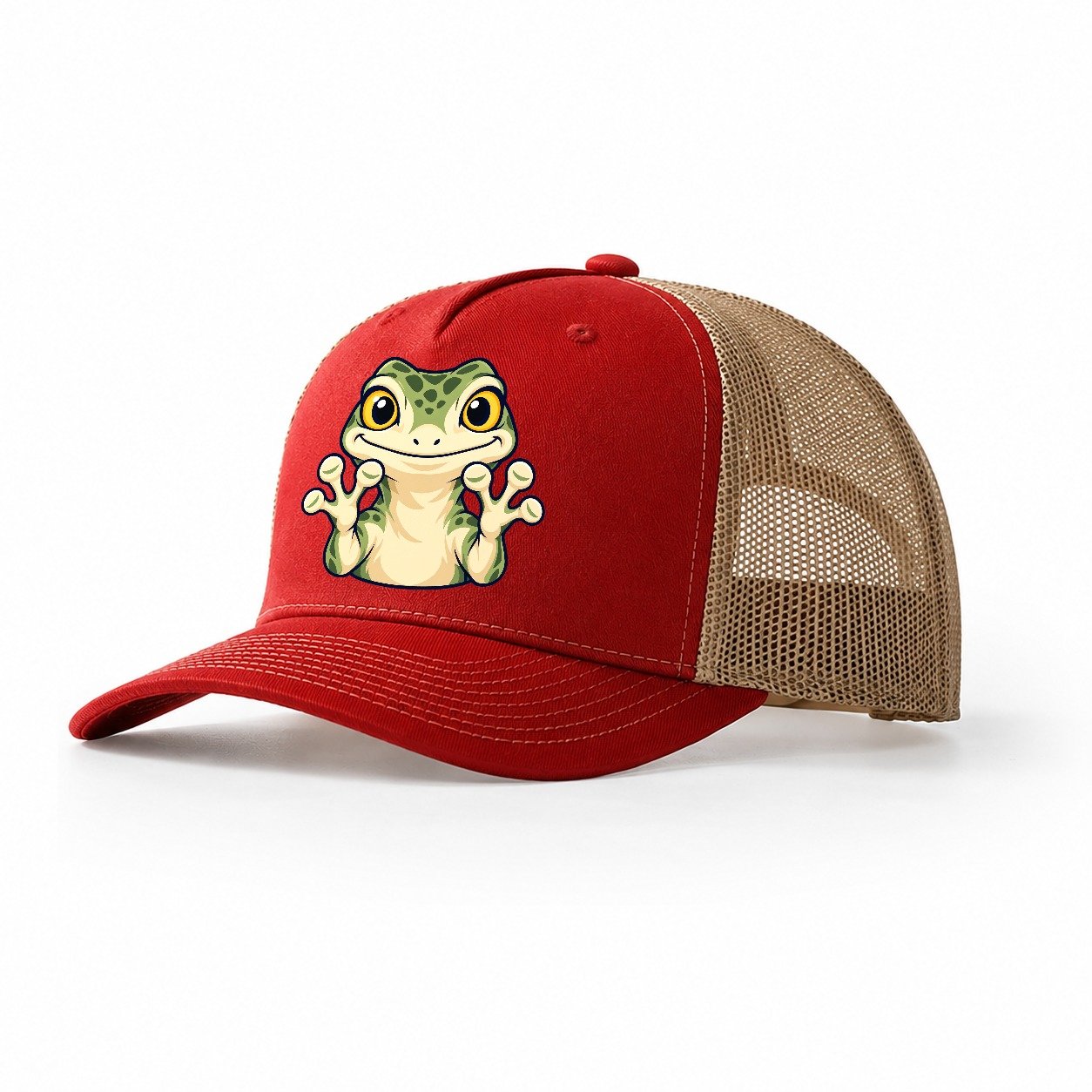 Sticky Toes Gecko Rock Climbing Trucker Hat – Red Khaki