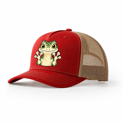 Sticky Toes Gecko Rock Climbing Trucker Hat – Red Khaki