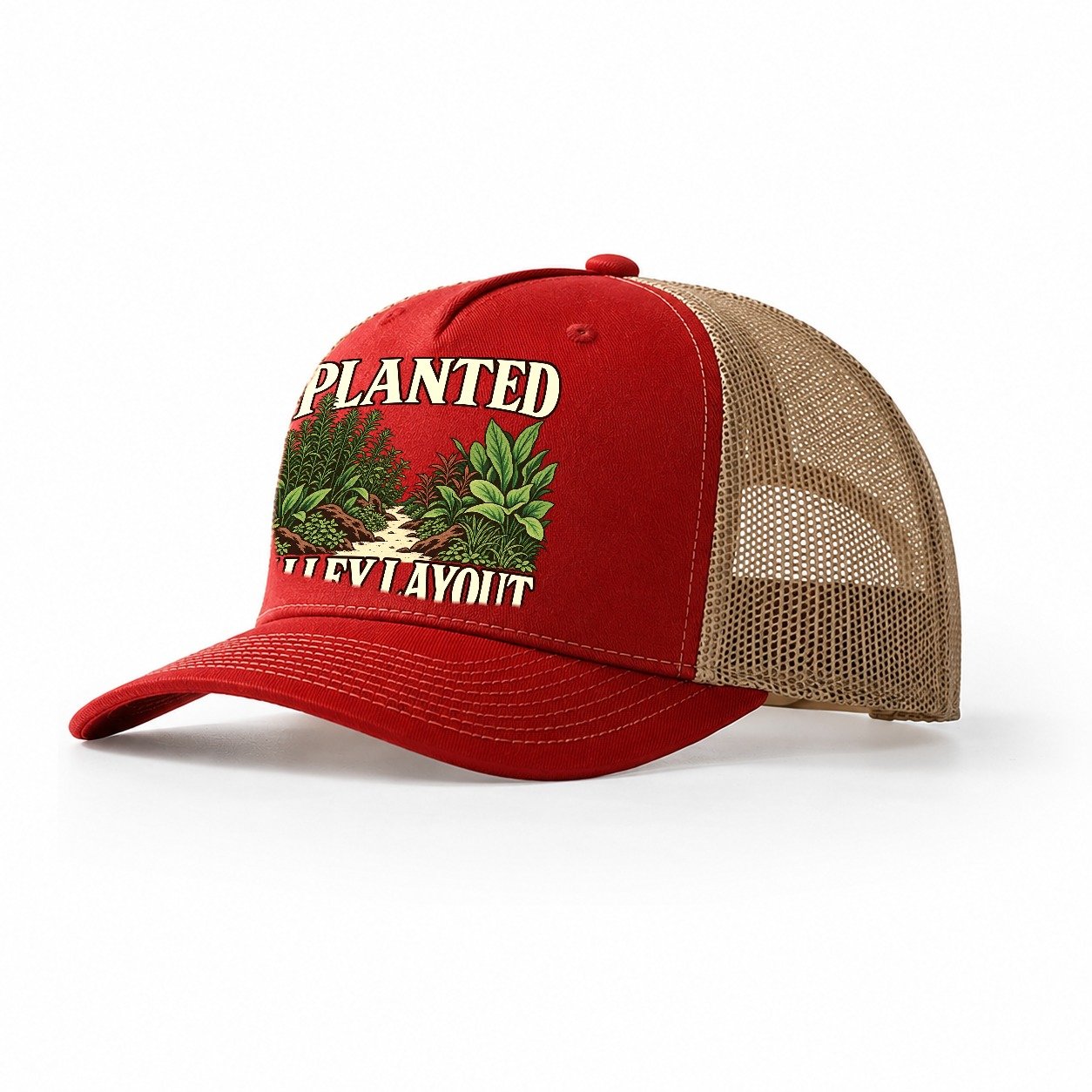 Planted Valley Layout Aquarium Keeping Trucker Hat – Red Khaki