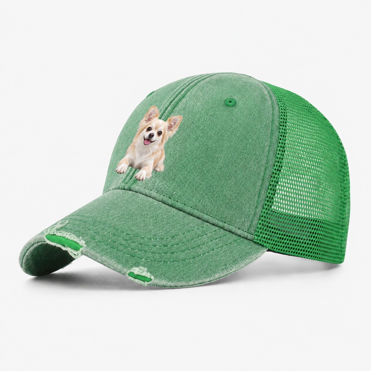 Chihuahua Lying Down Top Breeds Washed Trucker Hat – Ink Green