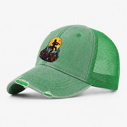 Shtetl Fiddler Roof Judaism Heritage Washed Trucker Hat – Ink Green
