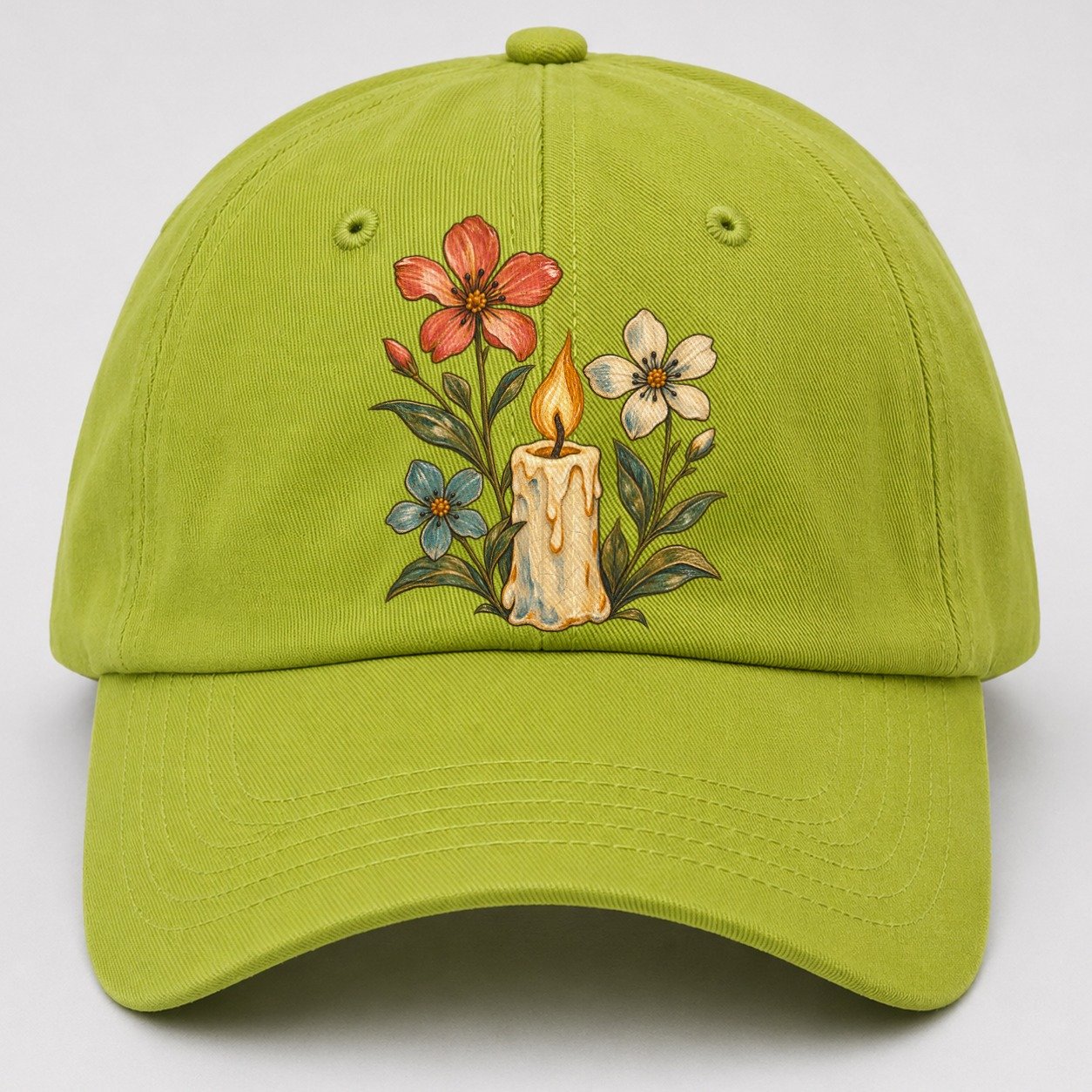 Candle Wildflower Vigil Gentle Wild Baseball Cap – Fluorescent Green