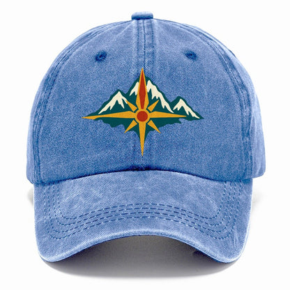 Mountain Compass Fold Keepsake Emblem Classic Cap – Summer Sky
