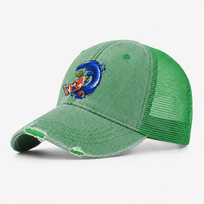 Cobalt Brush Wave Clay Color Makers Washed Trucker Hat – Ink Green