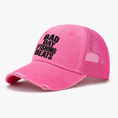 Bad Day Fishing Beats Fishing Club Washed Trucker Hat – Rose