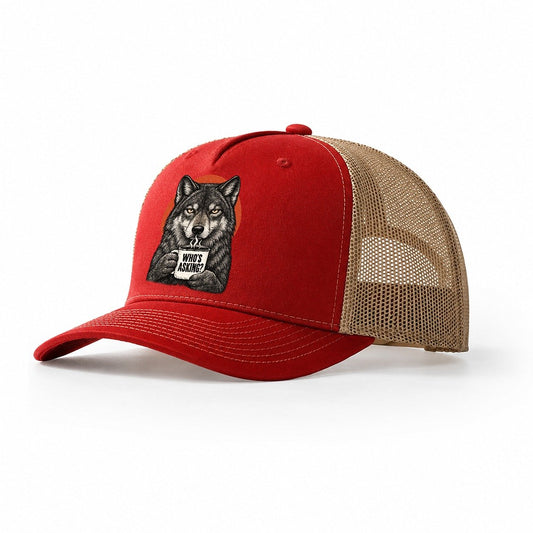 Grey Wolf Mug Truths Trucker Hat – Red Khaki