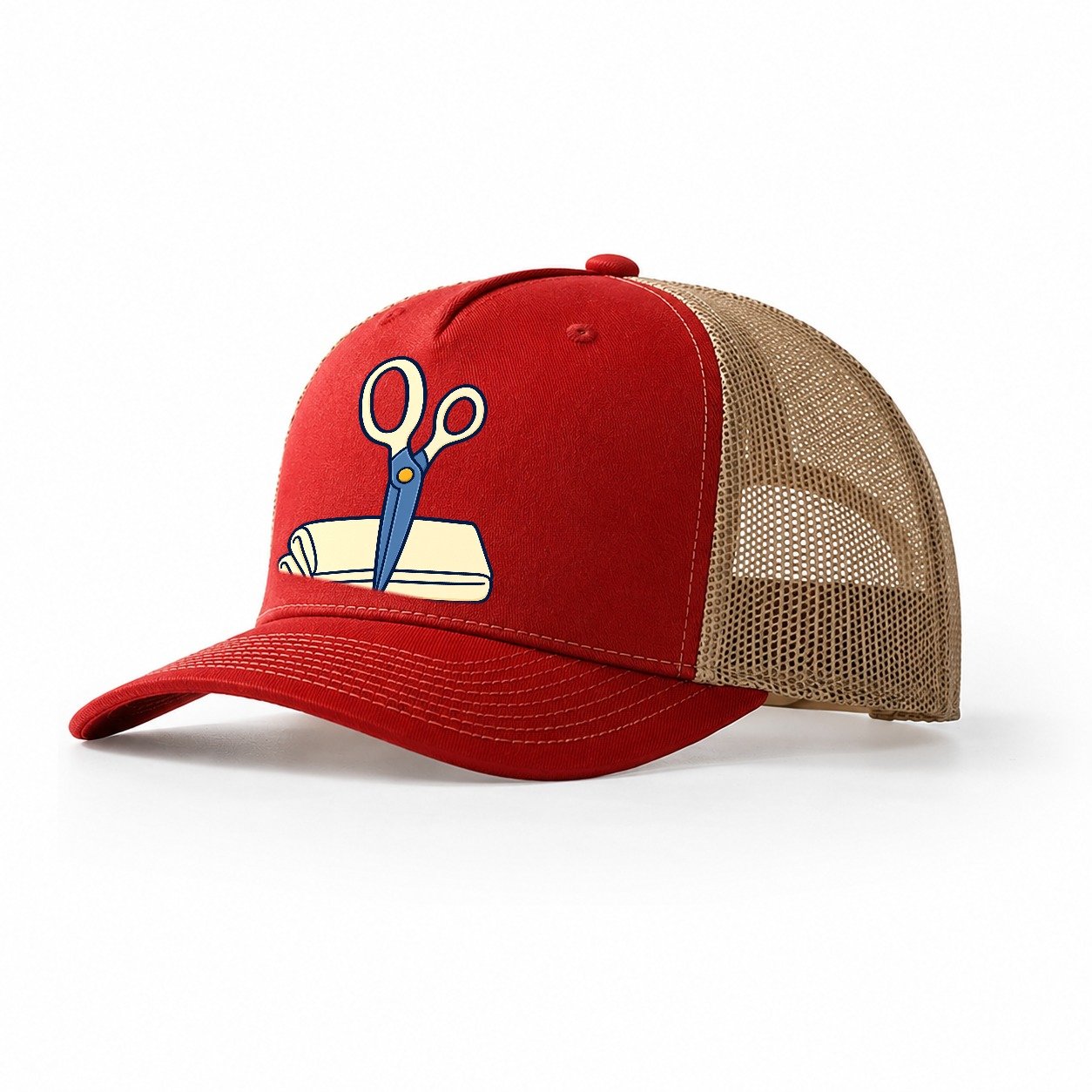 Fabric Shears Study Sewing And Quilting Trucker Hat – Red Khaki