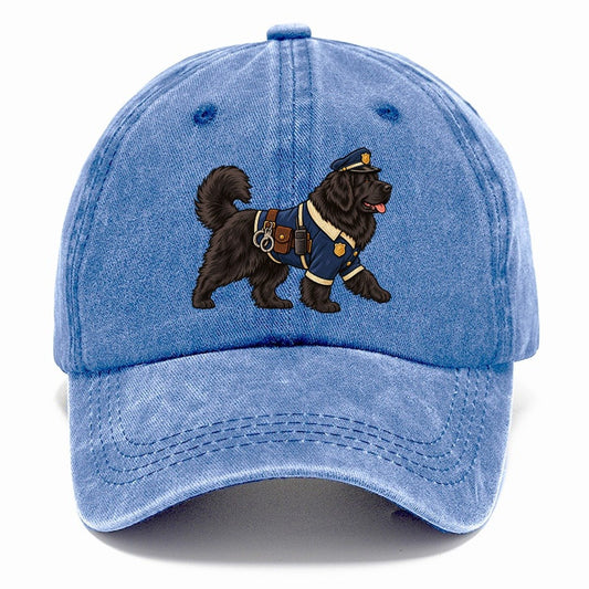 One Newfoundland In Halloween Costume Police Officer Costume With A Tiny Cap And Badge Halloween Dog Parade Classic Cap – Summer Sky