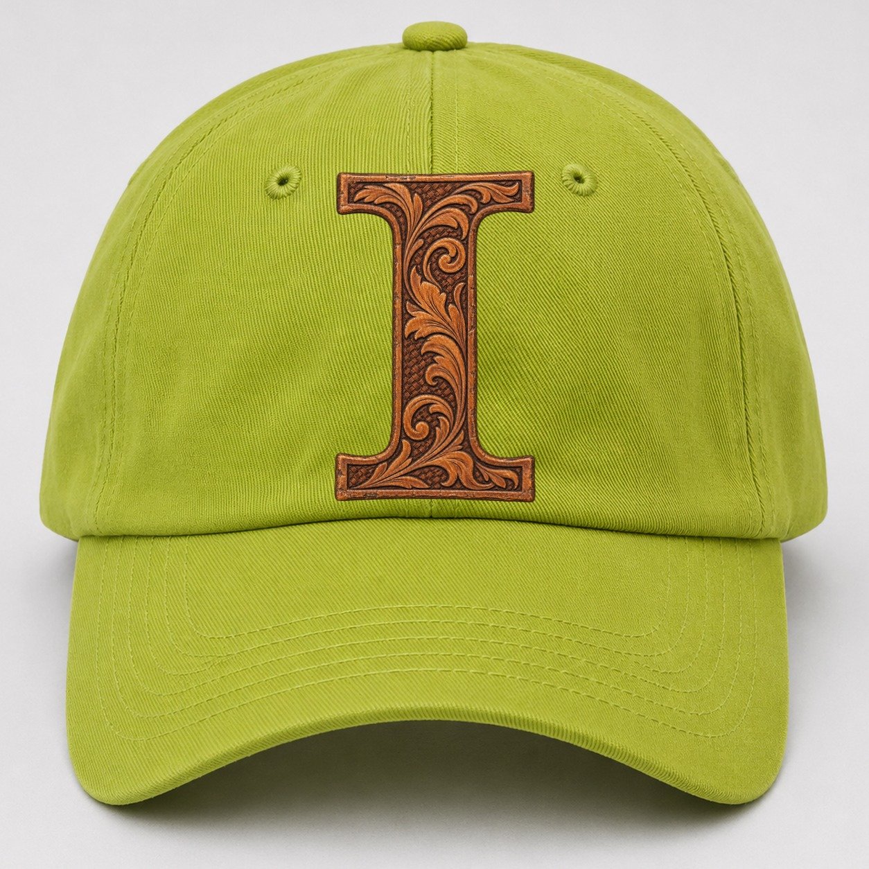 Tooled Leather I Monogram Baseball Cap – Fluorescent Green