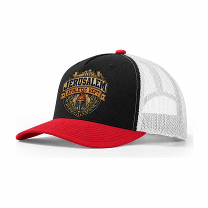 Jerusalem Athletic Dept Jerusalem Trucker Hat – Black Red White