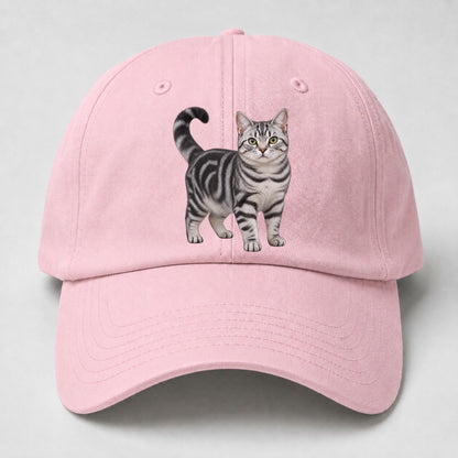 American Shorthair Standing Three Quarter Realistic Cat Portrait Baseball Cap – Pink