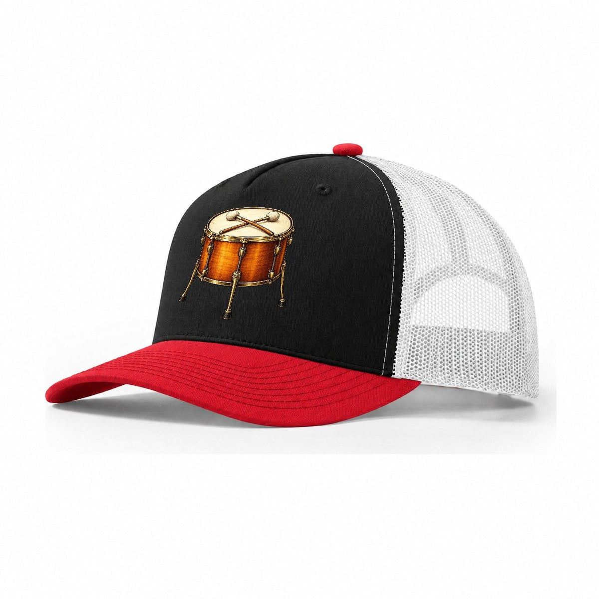 Felt Mallets Over Floor Tom Pastimes Companions Trucker Hat – Black Red White