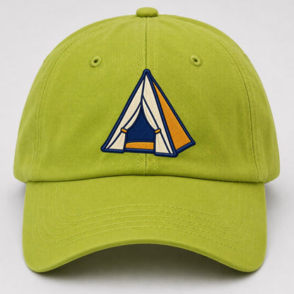 Dome Camping Tent Tiny Solo Marks Baseball Cap – Fluorescent Green