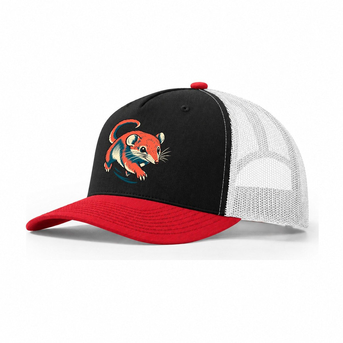 River Shrew Dash Trucker Hat – Black Red White