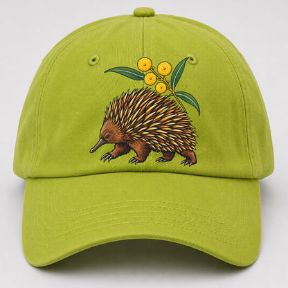 Short Beaked Echidna And Golden Wattle Australia Cultural Icons Baseball Cap – Fluorescent Green