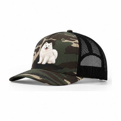 Samoyed Trucker Hat – Woodland Camo Black