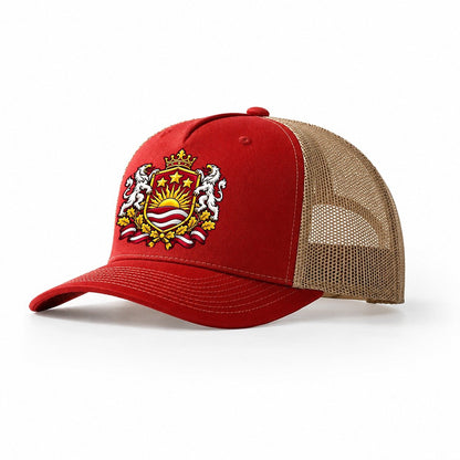 Latvia Heraldic Crest Country Logos Trucker Hat – Red Khaki